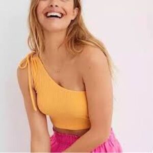 BNWT - AERIE ORANGE ONE SHOULDER CROPPEDTIE TANK - XL